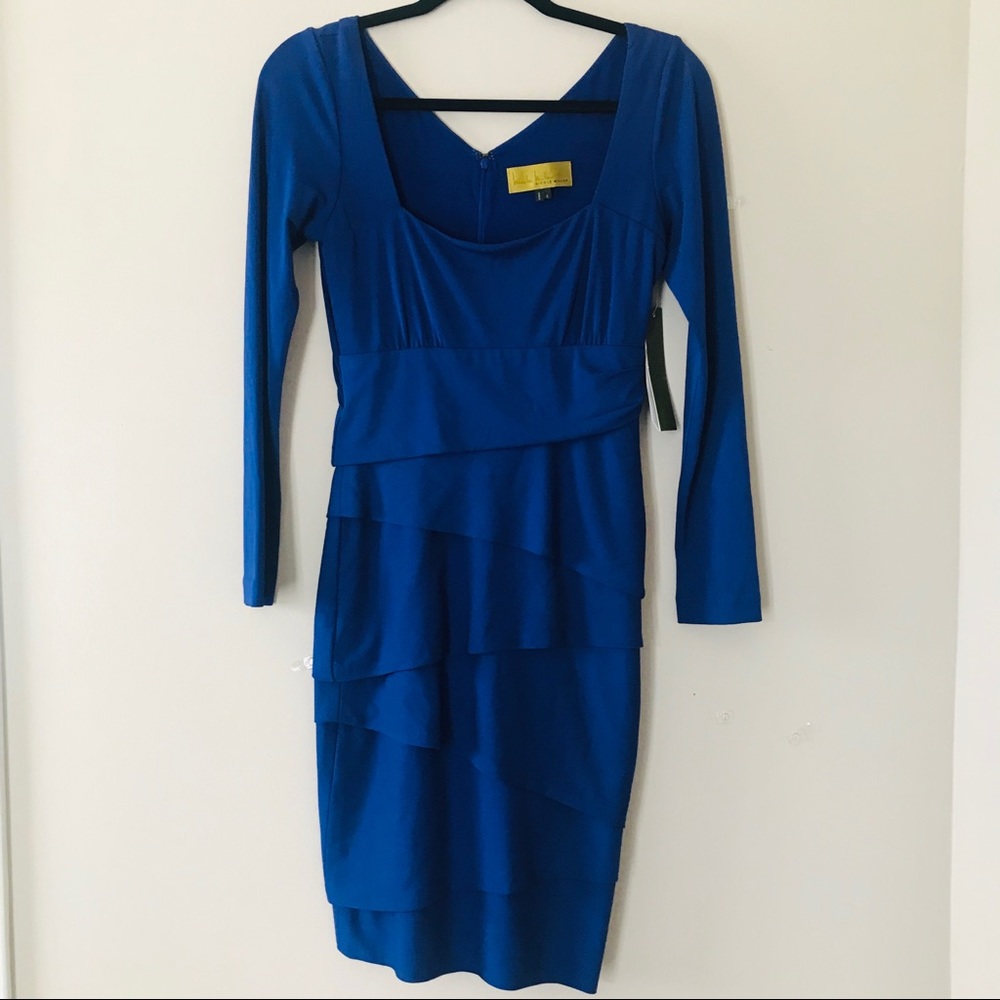 Blue long sleeve midi dress